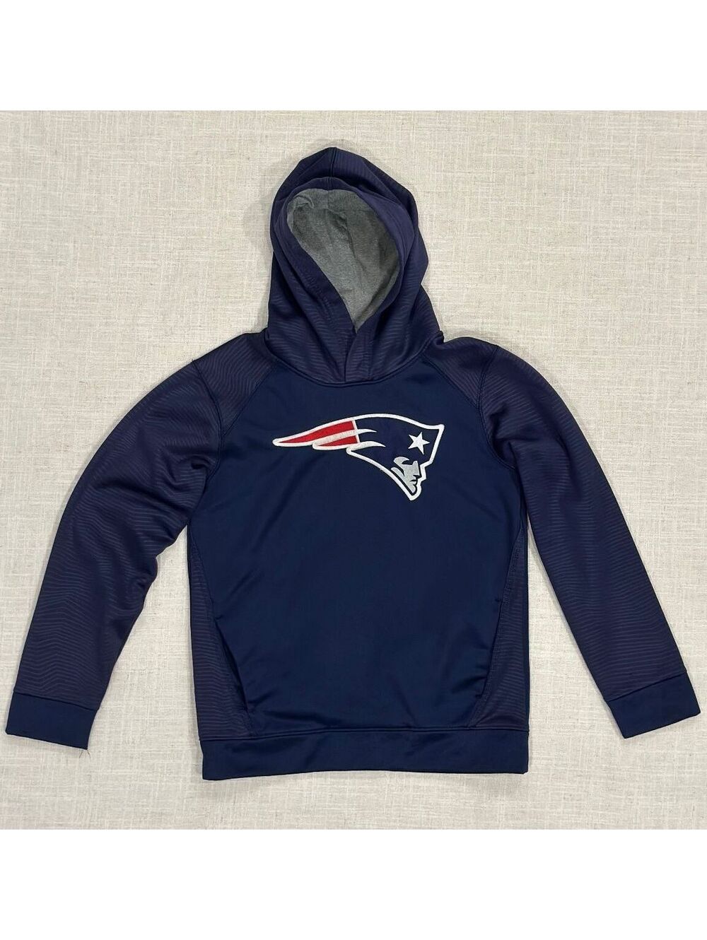 NFL New England Patriots Team Apparel Youth M (10/12) Navy Logo Pullover Hoodie